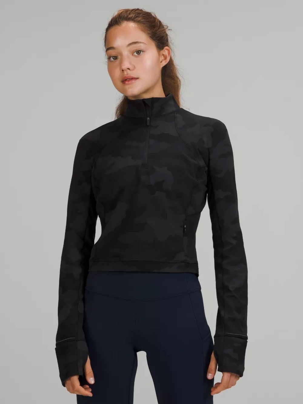 lululemon athletica Black Camo Quarter-Zip Pullover
